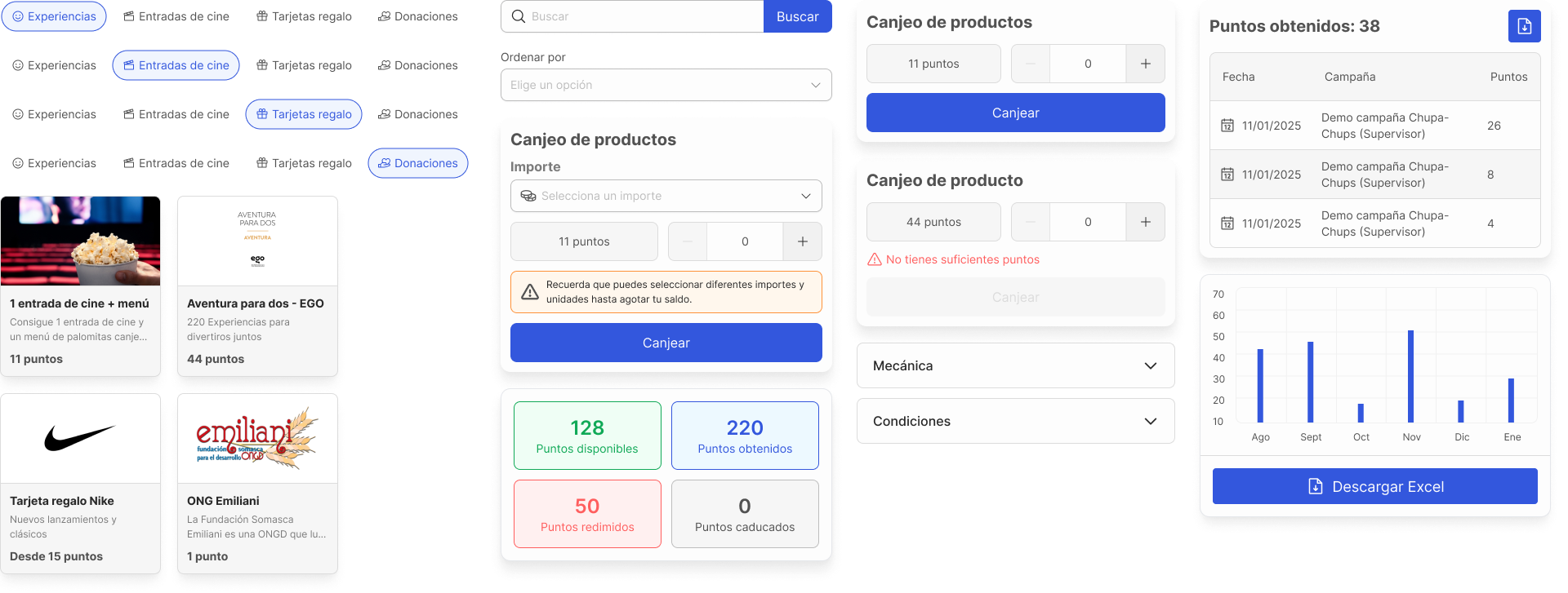 Reward marketplace with categories